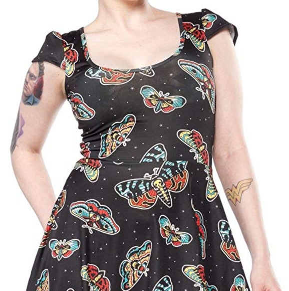 moth print skater dress